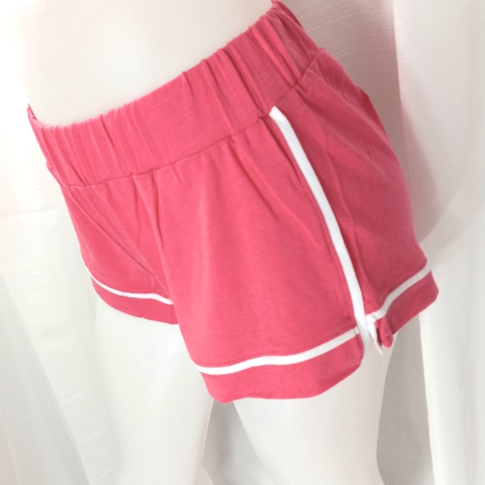 DUFFIELD LANE Sleep Shorts Coral & White Stretch Light Cotton NWOT Sz Med or Lg